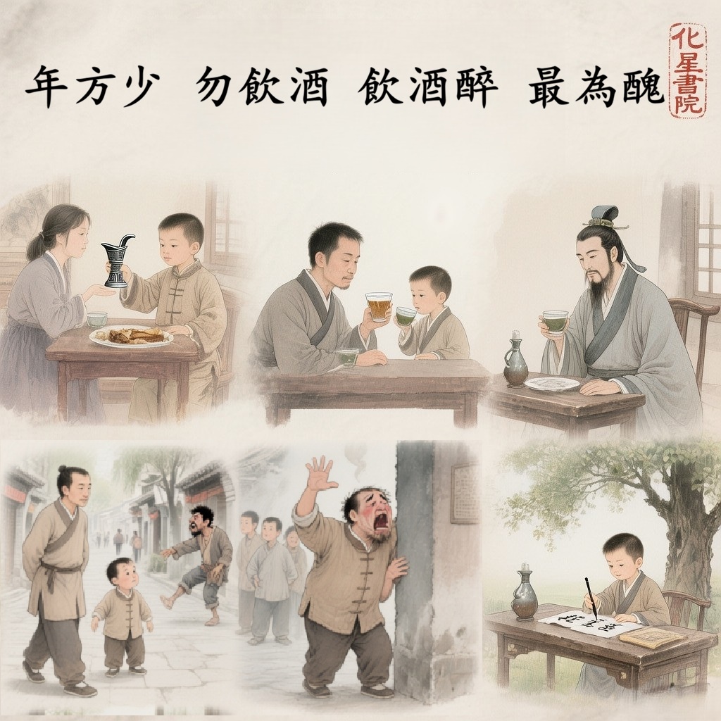 年方少　勿飲酒　飲酒醉　最為醜