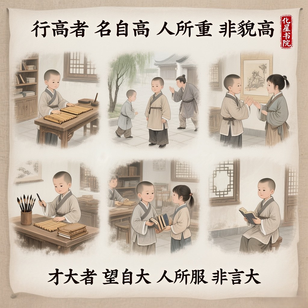 行高者　名自高　人所重　非貌高
才大者　望自大　人所服　非言大