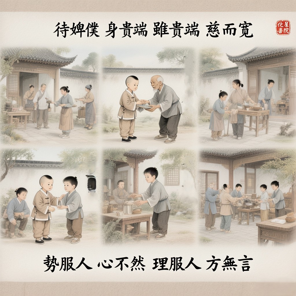 待婢僕　身貴端　雖貴端　慈而寬
勢服人　心不然　理服人　方無言